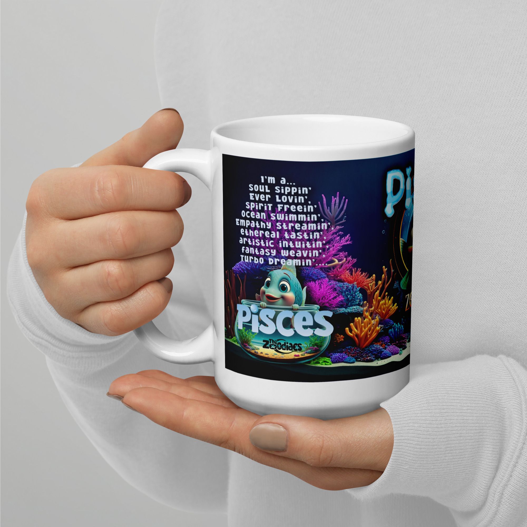 Pisces - Big White Glossy Mug - Image 9