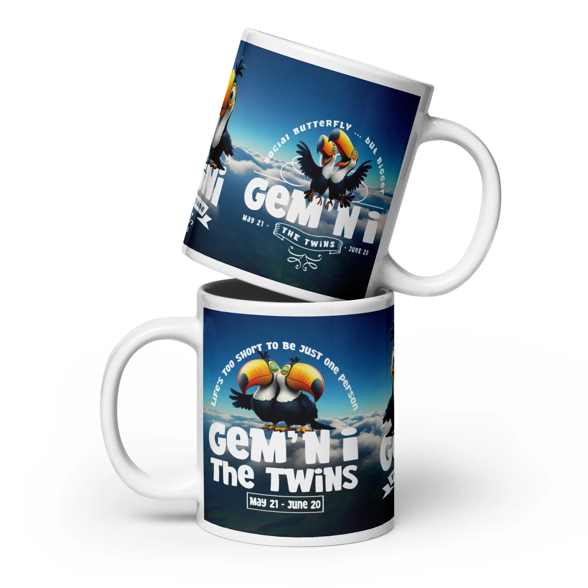 Gemini Big White glossy Mug (Two) - Image 3
