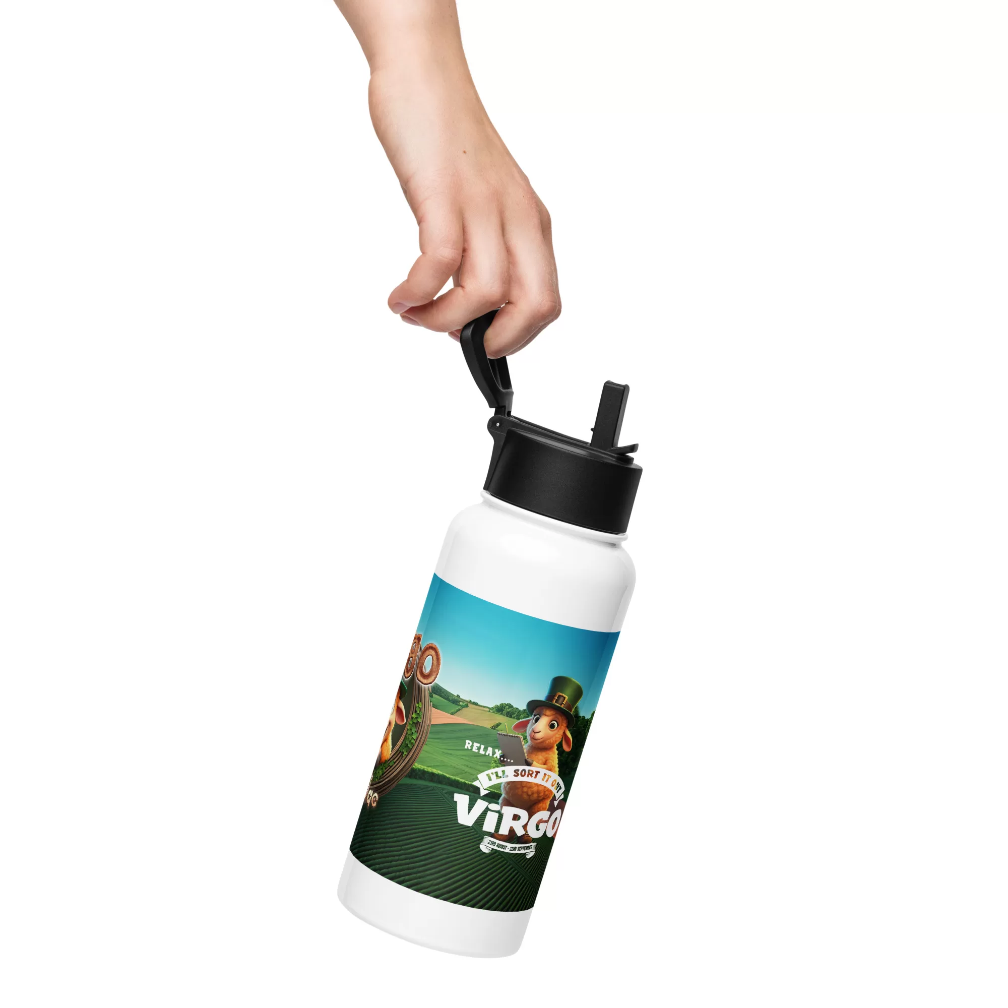 Virgo - Stainless steel water bottle with a straw lid - Image 4